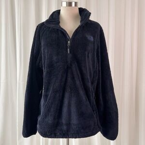 North Face Fleece Pullover Black Quarter‎ Zip Cozy Oversized Jacket Women's XL